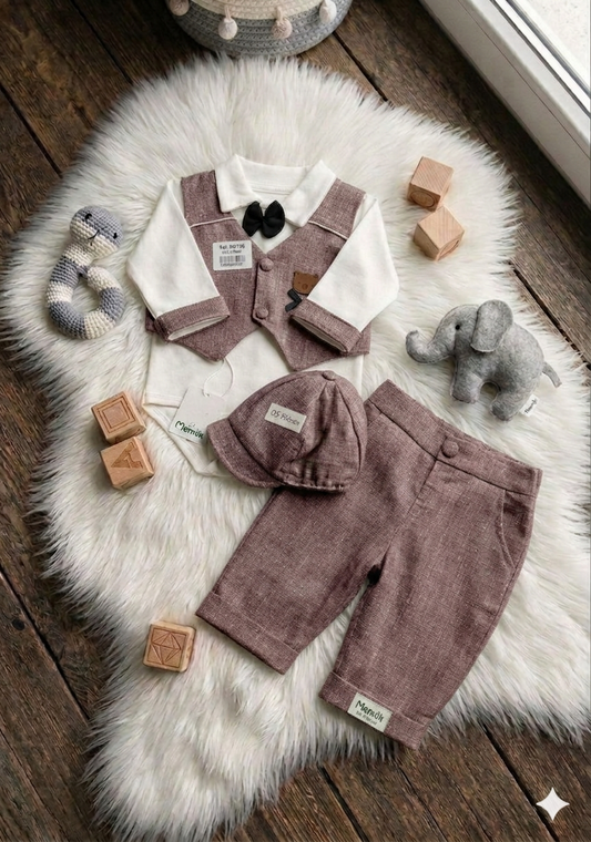🎩 Ensemble Élégant Bébé – Style Petit Gentleman